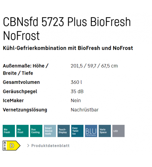 LIEBHERR利勃海尔CBNsfd 5723 Plus生物养鲜 无霜双门独立式冰箱